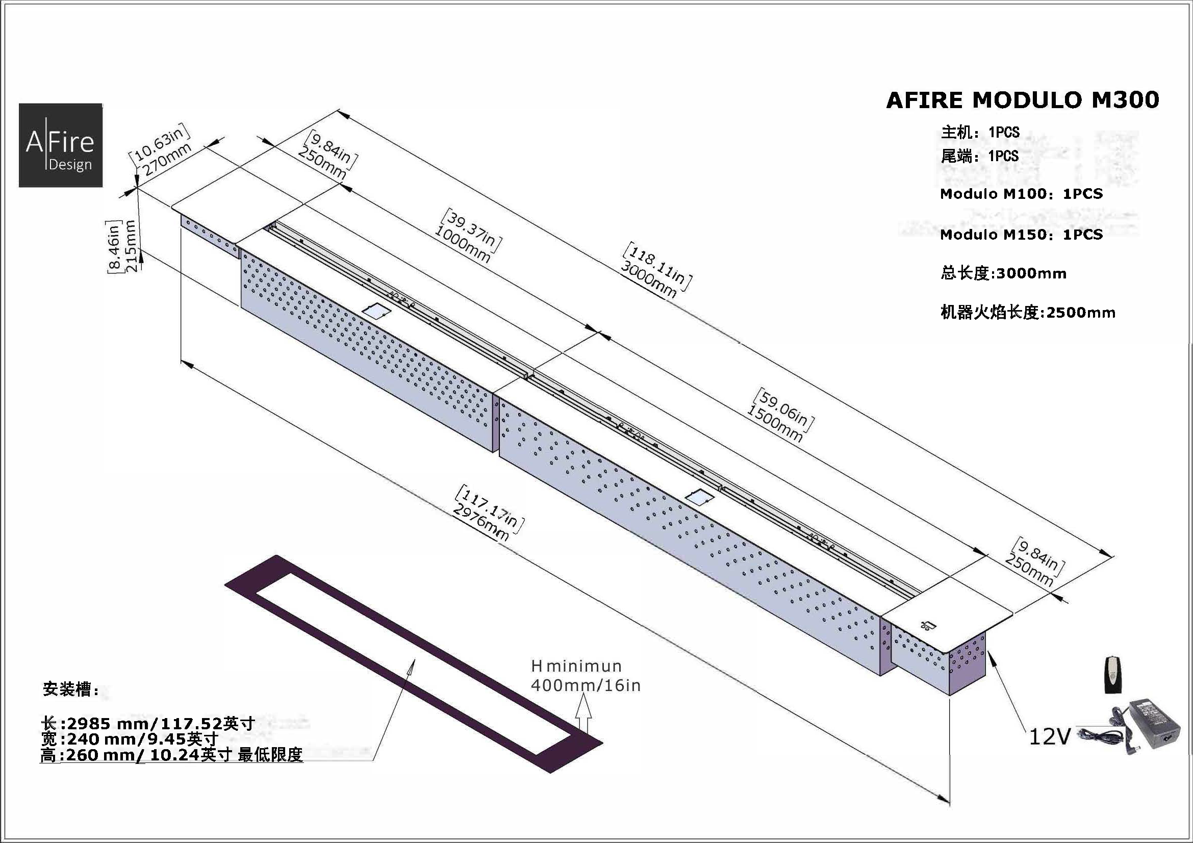 （图7）Modulo M300 开槽尺寸图